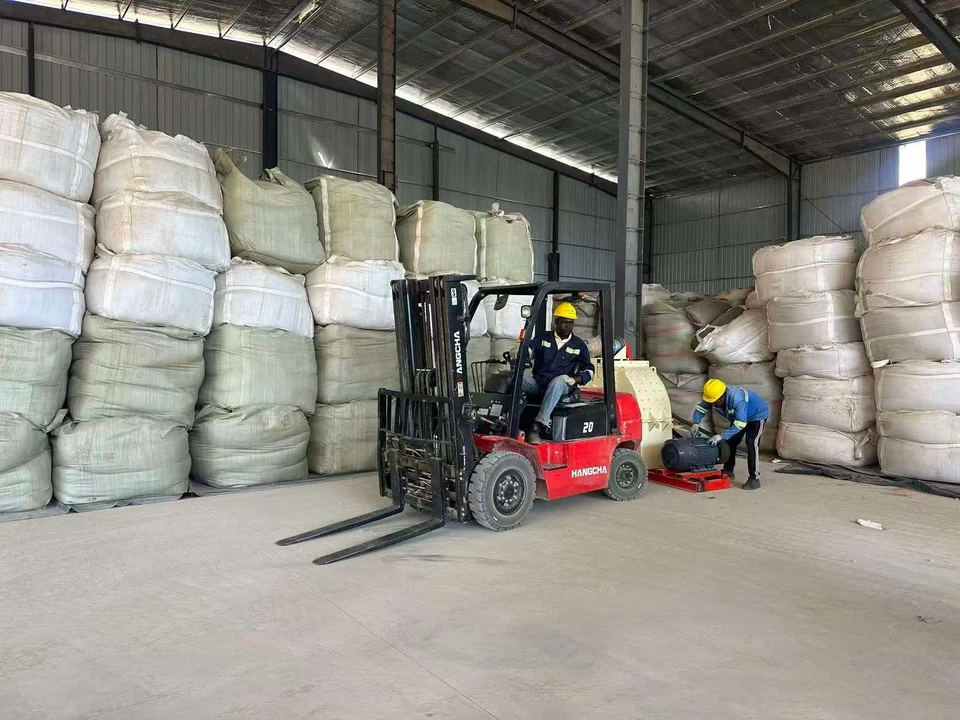 Forklift handling materials at the warehouse