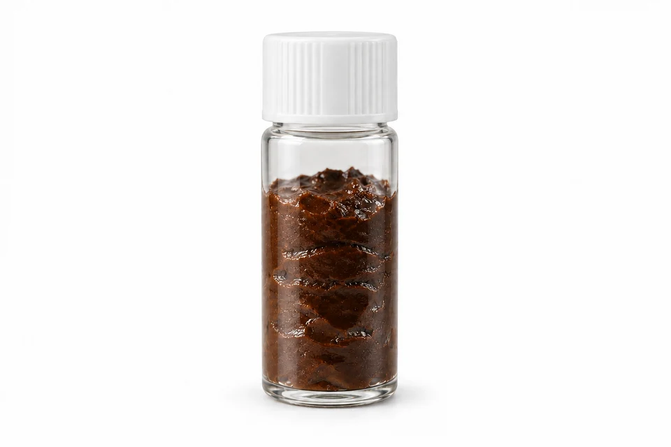 Nicotine Enriched Paste in a clear sample bottle